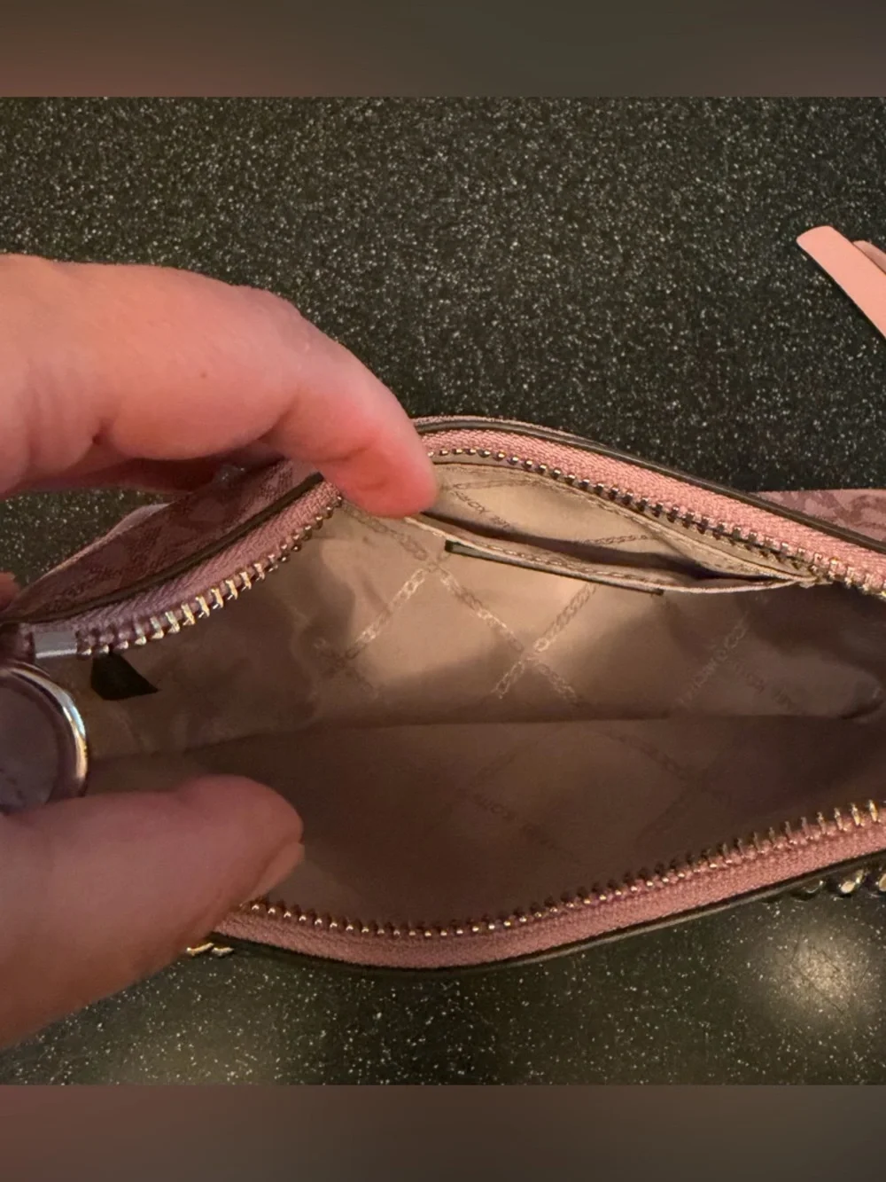 Michael Kors Dusty Pink MK Monogram Chain-Handle Shoulder Bag